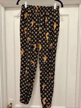 Zara Black Joggers with Gold Tiger & Medallion Print